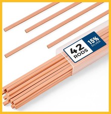 42-Pack Brazing Rods AWS BCuP-5 15 Silver Phos Copper Flat Welding for HVAC