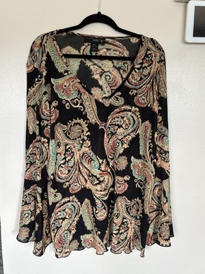 Venezia Womens Shirt Top Blouse Size  18W/20W Multicolor Paisley