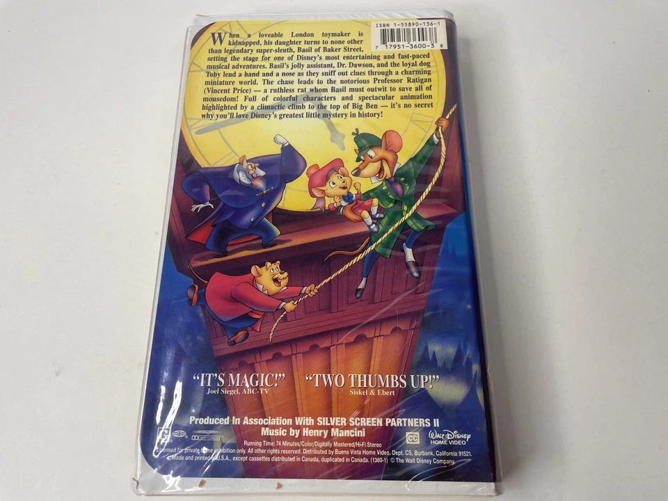 VHS Rare Video Tape Walt Disney Black Diamond Classic The Great Mouse Detective - Image 2 of 4