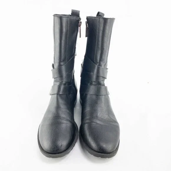 Calvin Klein Boots Women’s 7.5M Black Rochelle Mid-Calf Side Zip Buckle Straps - Image 3 of 4