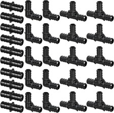 1/2" Poly PPSU Barb Crimp PEX Fitting, 30pcs PEX Fitting Combo, 10pcs Each