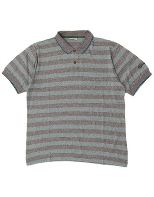 Sergio Tacchini Mens Polo Shirt Large Blue Striped Cotton DE11