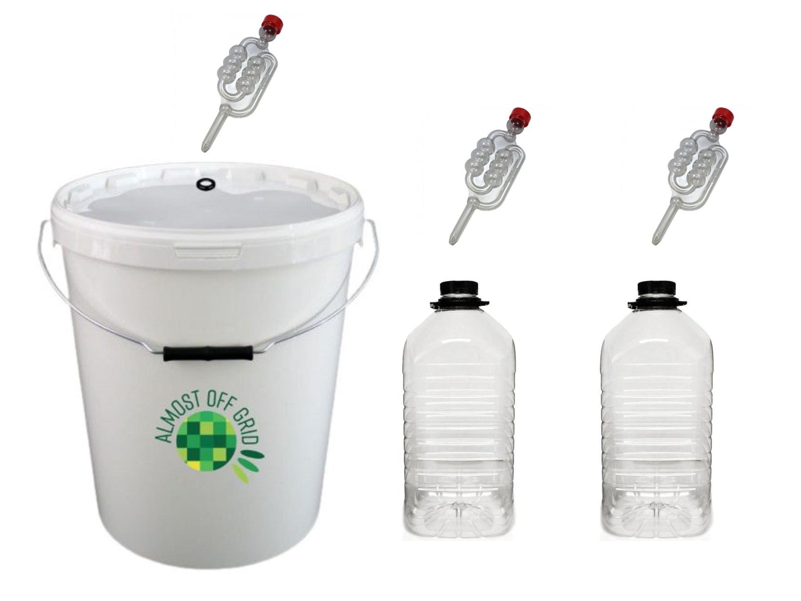 25 Litre Fermentation Bucket 2 x PET Demijohns and 3 x Airlocks