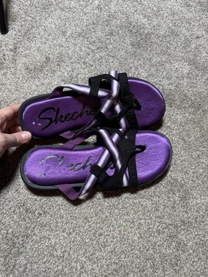 Sketchers Purple And Black Strappy Size 8  Memory Foam