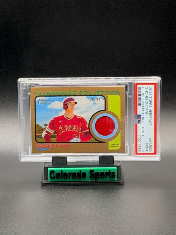 SHOHEI OHTANI 2022 Topps Heritage Clubhouse Game-Worn Patch Gold 36/99 PSA 9