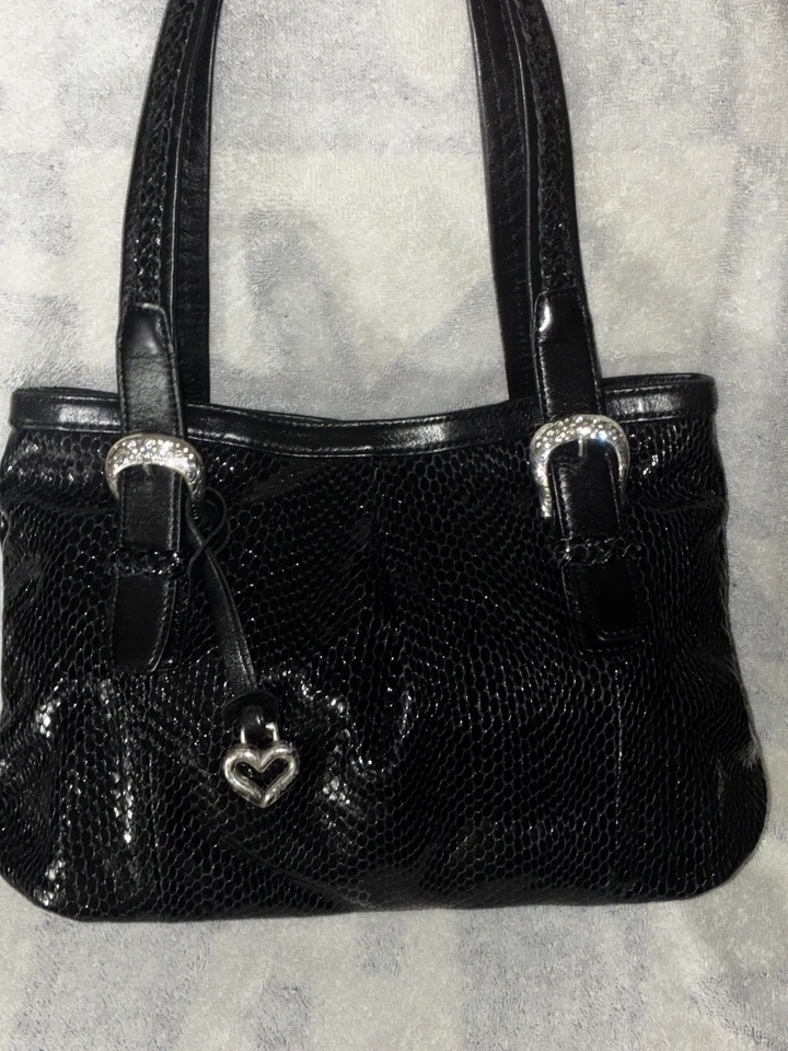 Brighton Blondie Black Leather Snakeskin Satchel - Image 2 of 4