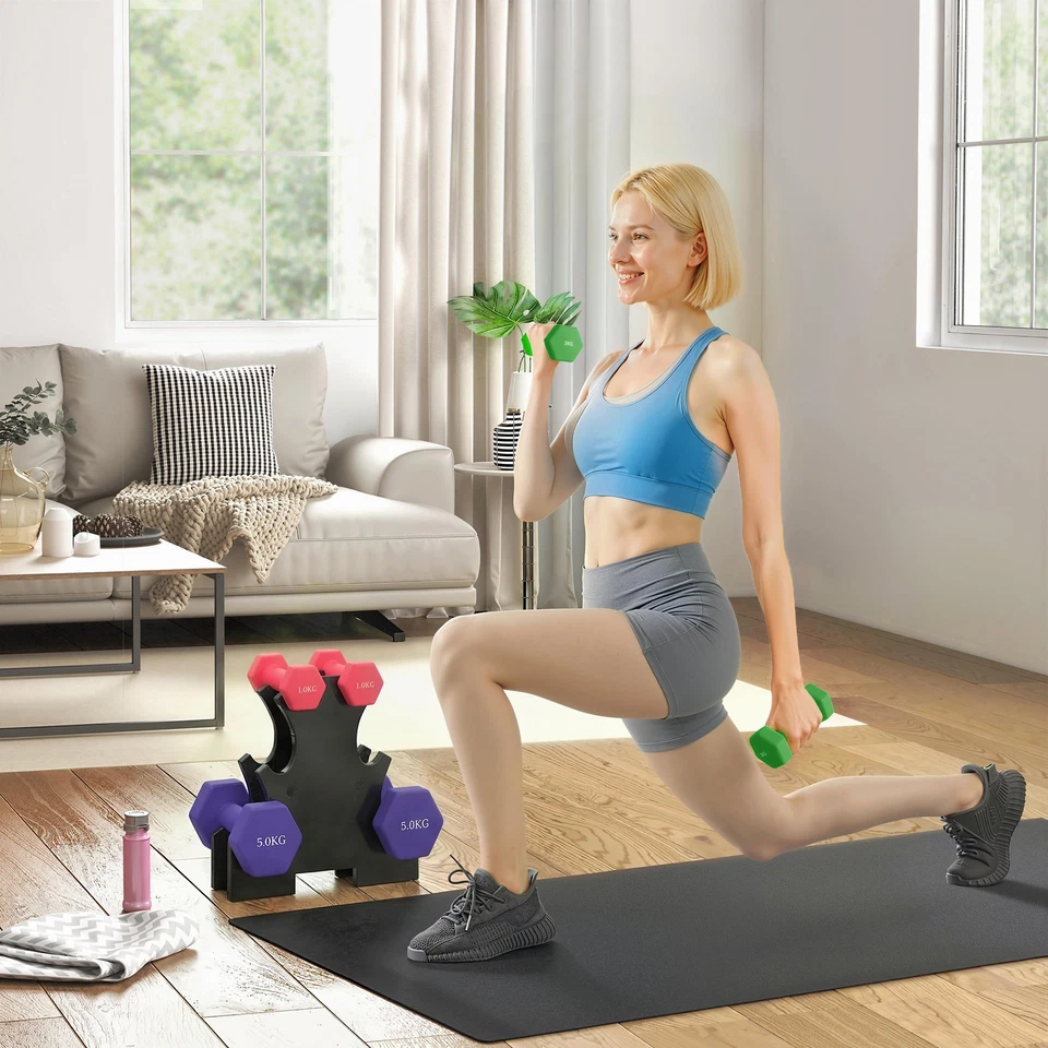 SPORTNOW Hex Dumbbells Set w/ Dumbbell Rack, 2x1kg, 2x3kg, 2x5kg Refurbished, photo 2 of 5