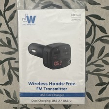 Just Wireless FM Transmitter with USB-C and USB-A Charging Port - Black
