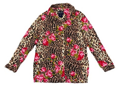 Nick & Nora Sleepwear PJ Top Women s M Leopard Jungle Rose Print Loungewear