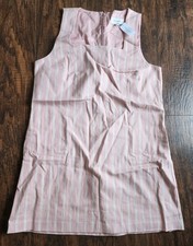 Banana Republic Pink Striped Cotton Square Neck Mini Shift Dress Size M NWT $110
