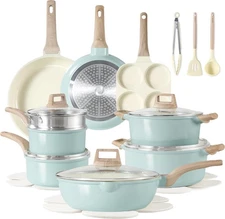 CAROTE 21-Piece Ceramic Pots and Pans Cookware Set, Non Stick Induction Cook
