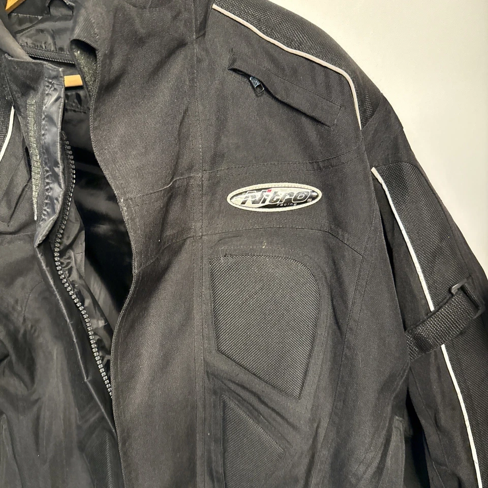 Nitro Racing Full Zip Padded Motorcycle Jacket - Black - Size L - Used FREE SHIP - Image 3 of 4