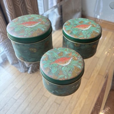 Stylish Vintage Gisela Graham Set of 3 Nesting Tins w/ Lids