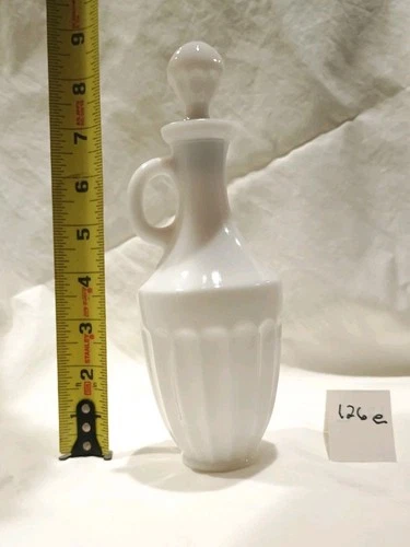 Vintage AVON White Milk Glass Cruet Perfume Bottle w/ Cork Stopper 8”