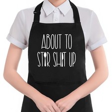 Funny Kitchen Apron with Pockets, Gifts for Chefs Cooks, Gifts for Cooking Lo...