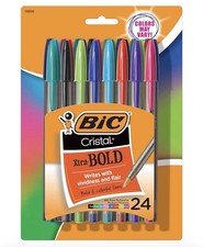 BIC Cristal Xtra Bold Ballpoint Pens 1.6mm Assorted Colors- 24 Pack