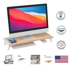 Wooden Computer Monitor Stand, Ergonomic 22.4" x 8.3" for Home Office Efficiency