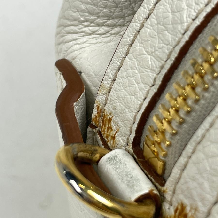 PRADA 2-Way Shoulder Bag Handbag White Leather with Dust Bag G Card #BS1742 thumbnail 4