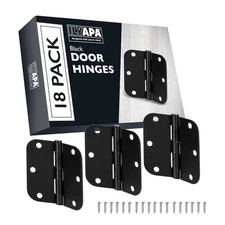 18 Pack of Door Hinges Matte Black - 3 1/2" x 3 1/2" Inch Interior Hinges