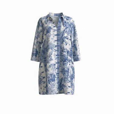 TUCKERNUCK Safari Etoile 3/4 Sleeve Mini Dress White Blue Size Small
