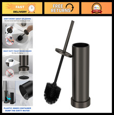 Brushed Nickel Toilet Brush Set - Heavy Duty Stainless Steel Holder, Splash Guar