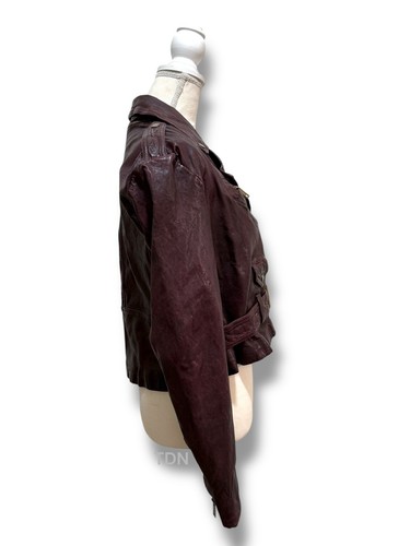 Giacca da moto Ralph Lauren in pelle brunita con cintura taglia 10P nuova con etichette prezzo al dettaglio consigliato dal produttore $525 - Foto 7 di 21