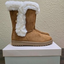 SO Faux Fur Sophia Chestnut Girls Slip On Boots NWT Brown Size 6 Youth