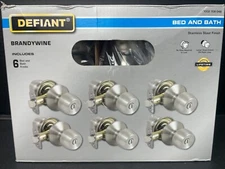 NEW Defiant Brandywine 6 Bed and Bath Knobs Stainless Steel Finish 1002708048