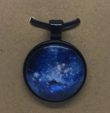 Galaxy Round Glass Dome Cabochons 1" Black Bezel Pendant New Free Ship 543