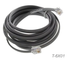 RJ12 6P6C Flat Modular 26AWG Telephone Cross-Wired Cable, Gray (Multi-Length)