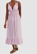 28 Miken Women Purple Smocked Midi Dress Cover Up Swimsuit Size M