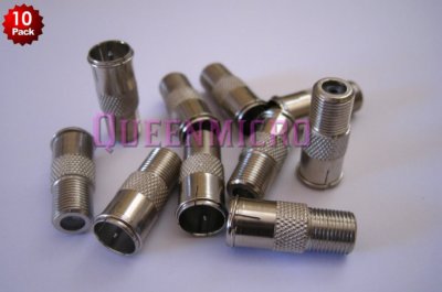 10 Pack F-type Quick Push-On Adapter Male-Female Coax Cable RG59 RG6 Connector
