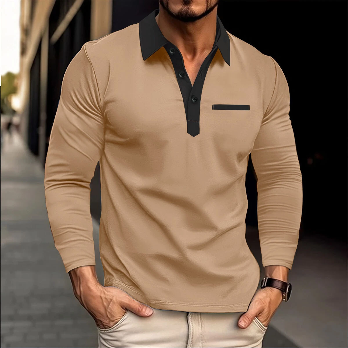 Men's Long Sleeve Slim Fit Polo Shirts Business Shirts Casual Golf Shirt
Opens in a new window or ta