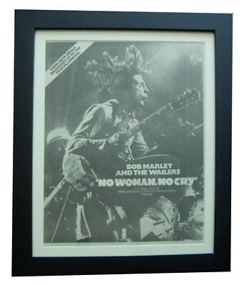 BOB MARLEY+No Woman No Cry+POSTER+AD+RARE ORIGINAL 1975+FRAMED+FAST+GLOBAL SHIP