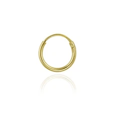 18k Gold on Silver 10mm Men's Hoop Earring  (SINGLE)