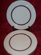 Homer Laughlin China GOTHIC GOLD RIM, MAROON 9” Salad Side Plates Set of 3