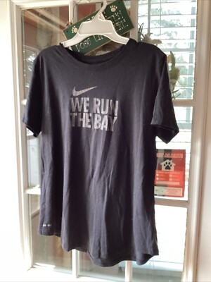 Nike We Run The Bay Wings Women Dri-fit Cotton Tee Black Large