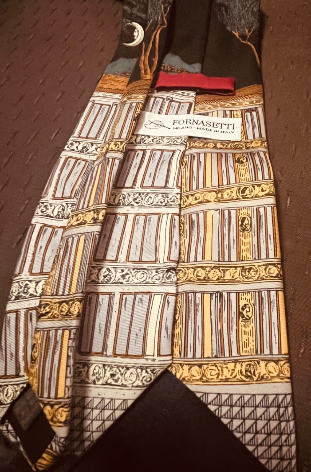 FORNASETTI Palazzina Luxury Tie Moon Made In Italy RARE image 8