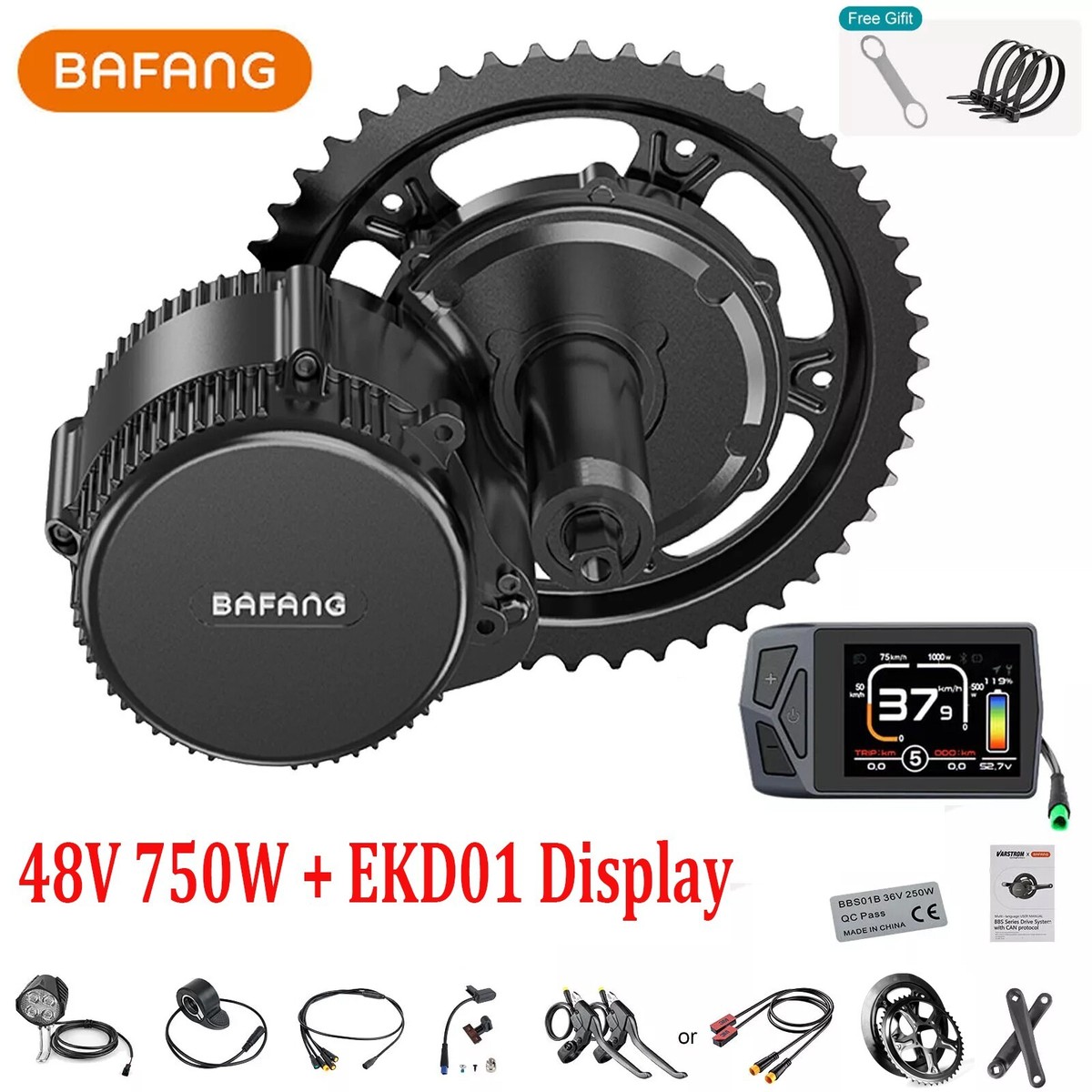 BAFANG BBS02B 48V750W Mid Drive Motor Conversion Kit EKD01 Display