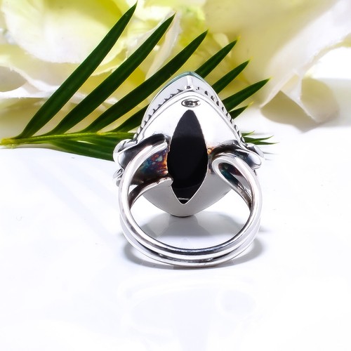 Triplet Fire Opal Marquise Gemstone 925 Sterling Silver Ring Oxidize Jewelry. - Picture 2 of 8