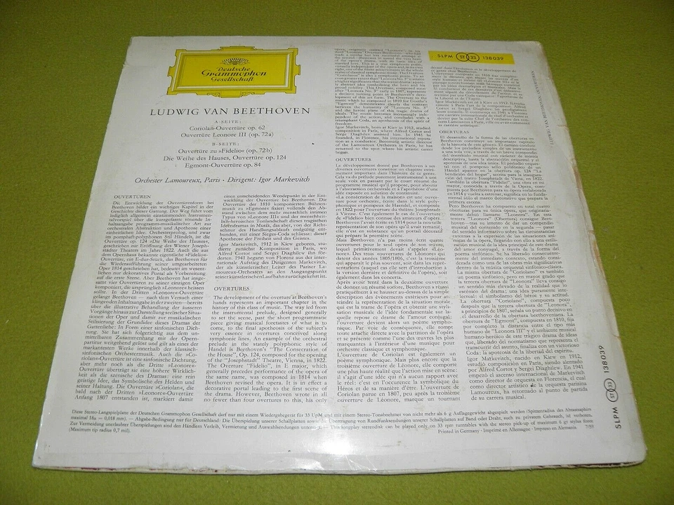 Beethoven - Overtures - Markevitch - ED1 1959 DGG SLPM 138 039 Red Stereo LP - Image 3 of 3