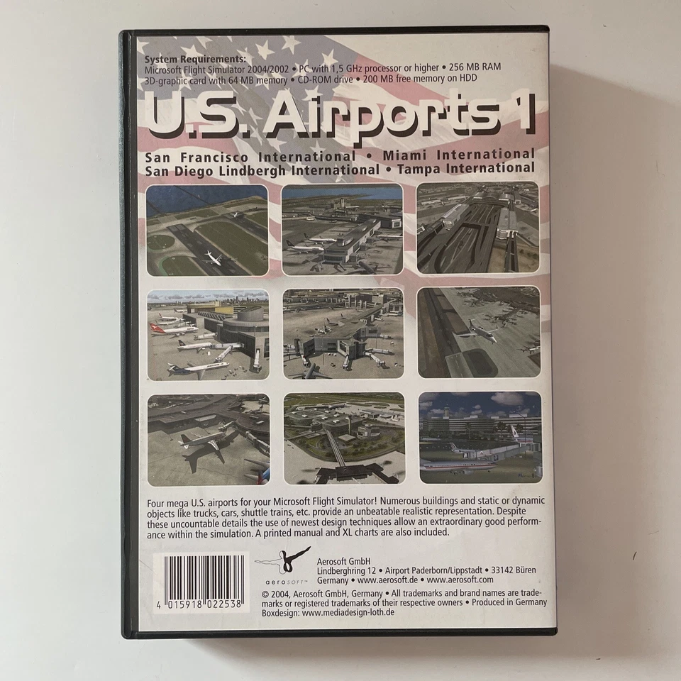 US Airports 1 (2004) PC CD ROM, Microsoft Flight Simulator Add-On, Aerosoft - Image 2 of 4