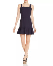 $220 Aqua Dresses Women'S Blue Sleeveless Ruffle Trim Square Neck Dress Size L