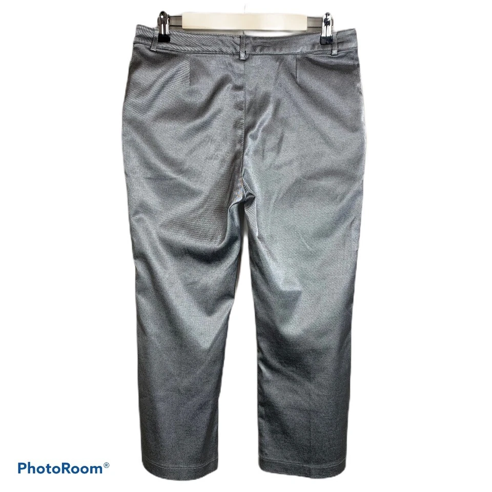 St. John Sport Marie Gray Silver Denim Cropped Pants Stretch - Image 4 of 4