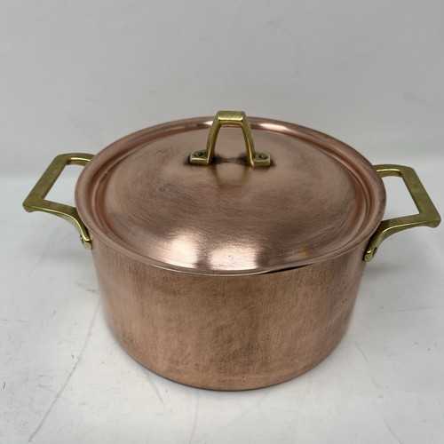 Paul Revere Limited Edition Copper 2 Quart Casserole Pan W/Lid Brass Handle - Picture 2 of 22