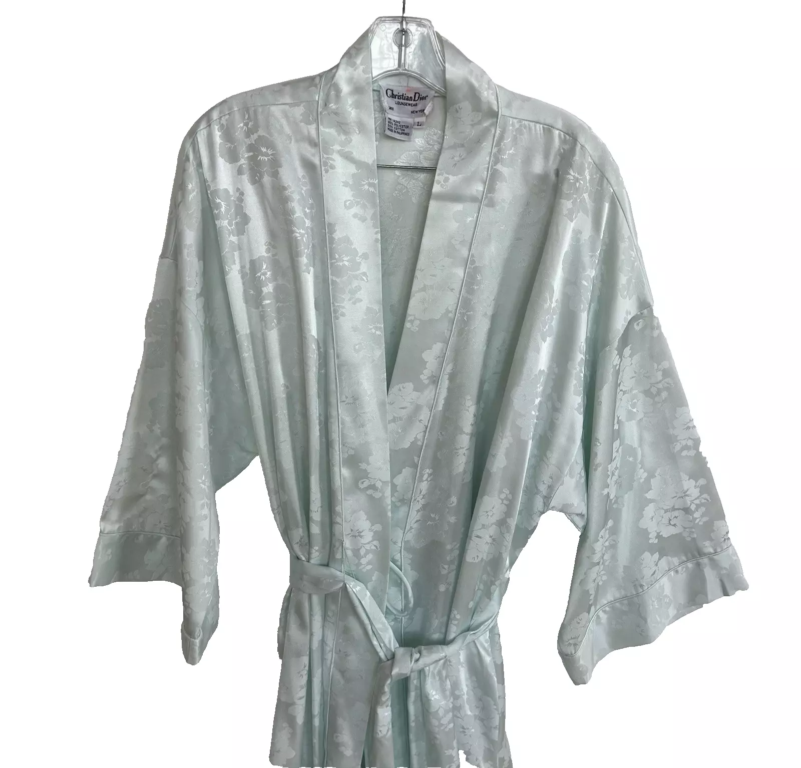 CHRISTIAN DIOR Robe vintage jacquard satin avec ceinture robe kimono comme neuve col taille L