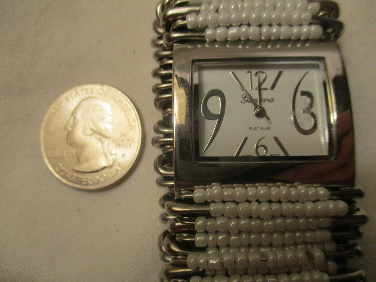 Geneva Platinum Wristwatch Rectangular White Face… - image 5