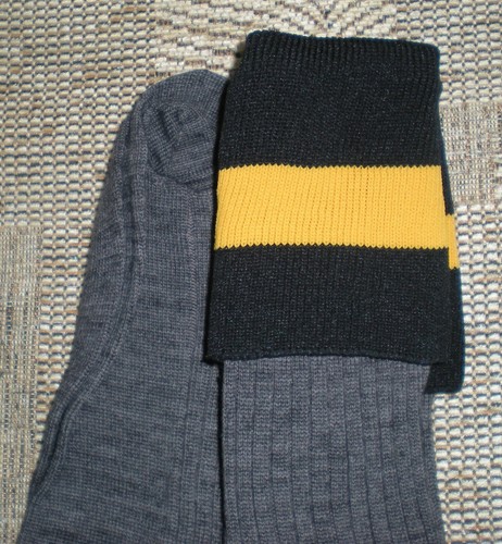 Keble School Grey knee high socks with Black and Gold Top Adult shoe size 4 - 7 - Picture 9 of 11