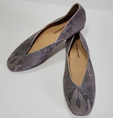 Lucky Brand Alba Leather Flat Snakeskin Pattern W Sz 6.5
