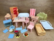 Lot Vintage Playskool Dollhouse Furniture Refrigerator Microwave Food Stretcher